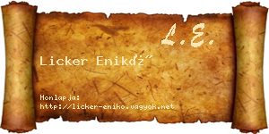 Licker Enikő névjegykártya